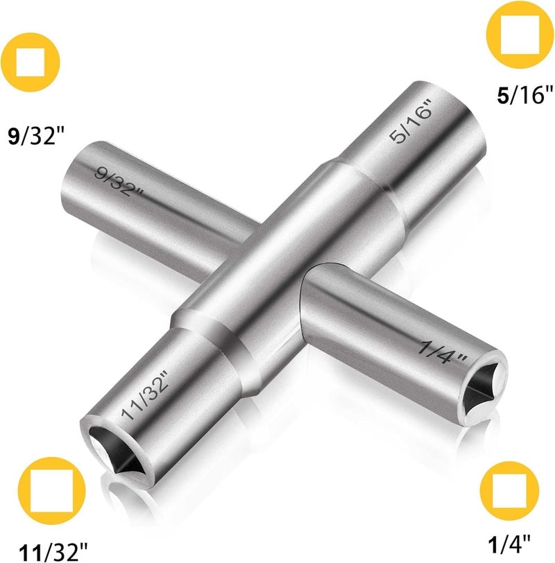Hanpex 4 Way Sillcock Key Wrench Set, Multi-functional Utilities Water Key, Fits Most Sillcock, Stopcock, Water Spigots, Wall-hydrant, Control Cabinet and Valves, 2-Pk - Image 2